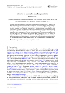 A tutorial on assumption-based argumentation