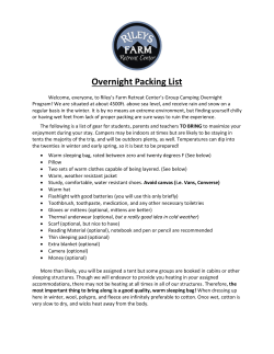 RW Overnight Pre-Prep Material List