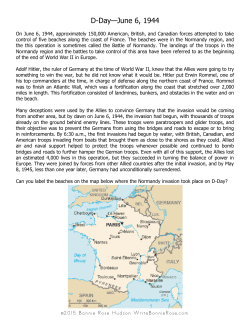 D-Day&mdash;June 6, 1944 - Write Bonnie Rose
