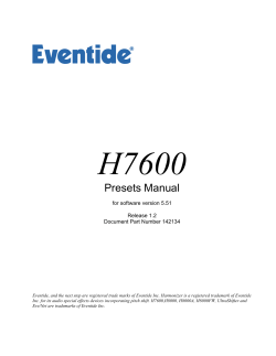 H7600 Presets Manual