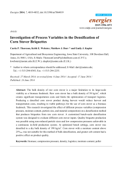 Investigation of Process Variables in the Densification of Corn