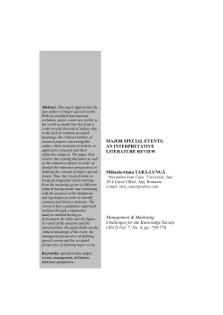 MAJOR SPECIAL EVENTS: AN INTERPRETATIVE LITERATURE