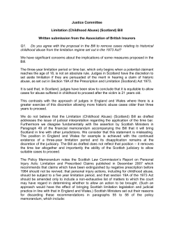 Justice Committee Limitation (Childhood Abuse) (Scotland) Bill