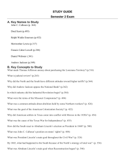 STUDY GUIDE Semester 2 Exam A. Key Names to Study B. Key