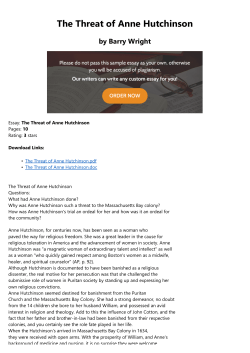 The Threat of Anne Hutchinson