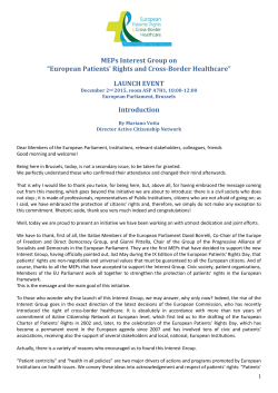 MEPs Interest Group on &ldquo;European Patients` Rights and Cross