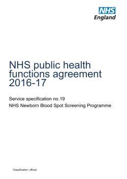 Service specification No. 19 NHS Newborn Blood