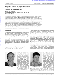 Sequence control in polymer synthesis