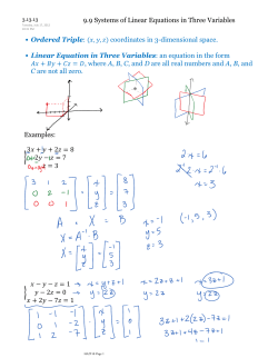 9.9 Systems of Linear Equations in Three Variables Ordered Triple