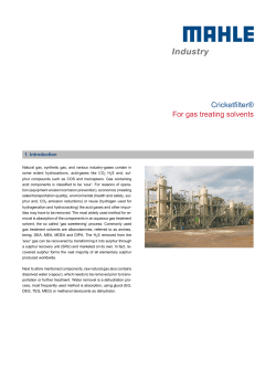 Cricketfilter&reg; For gas treating solvents