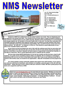 Jan. 30 - School Activity Night from 6:30—8:30 Feb. 3—Drama