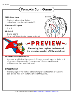 Pumpkin Sum Game - Super Teacher Worksheets