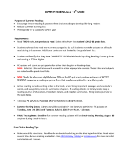Summer Reading 2015 &ndash; 8 Grade - Archbishop Rummel High School