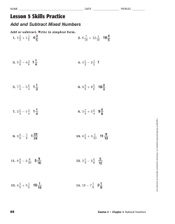 Lesson 5 Skills Practice Add and Subtract Mixed Numbers