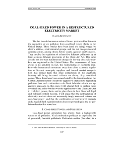 Coal-Fired Power in a Restructured Electricity Market