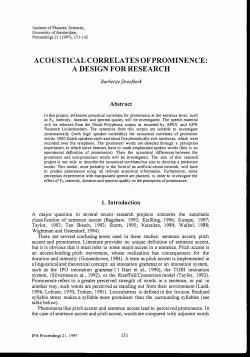 ACOUSTICAL CORRELATES OF PROMINENCE