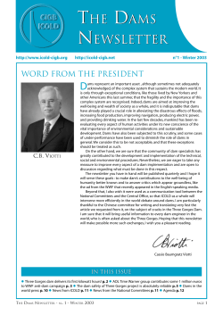 the dams newsletter the dams newsletter