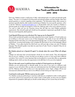 Information for New Tenth and Eleventh Graders 2015