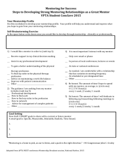 Mentoring for Success: Steps to Developing Strong Mentoring