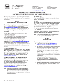 information on registration of a limited partnership formed
