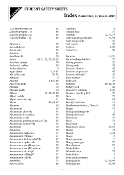 STUDENT SAFETY SHEETS Index (Combined, all issues