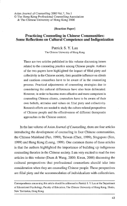Practicing Counseling in Chinese Communities: Some