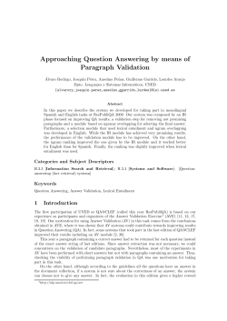 Approaching Question Answering by means of Paragraph