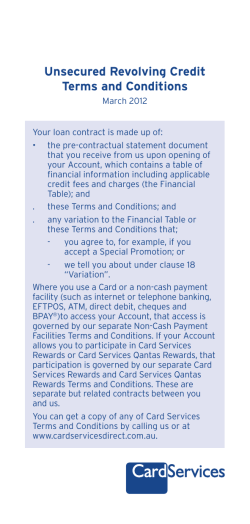 Unsecured Revolving Credit Terms and Conditions