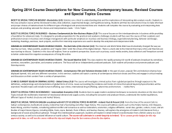 Spring 2014 Course Descriptions for New Courses, Contemporary