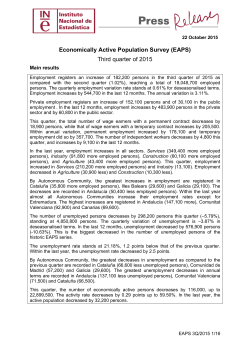 Economically Active Population Survey (EAPS) Third quarter of 2015