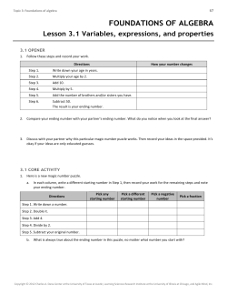 foundations of algebra