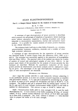 agar electrophoresis - Journal of the Indian Institute of Science