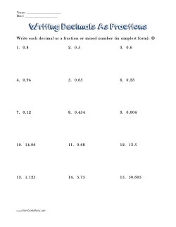 Writing Decimals As Fractions