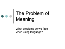 The Problem of Meaning