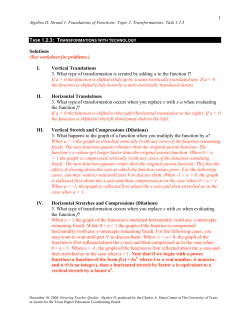 1 Solutions (See worksheet for problems.) I. Vertical Translations 3