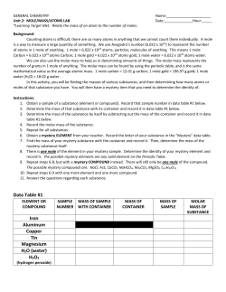 Moles-Mass-Atoms Lab
