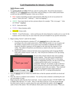 Card Organization for Intensive Teaching