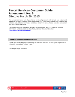 Parcel Services Customer Guide Amendment No. 8