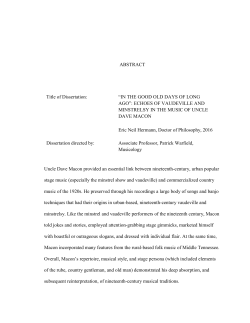 ABSTRACT Title of Dissertation: &ldquo;IN THE GOOD OLD DAYS OF