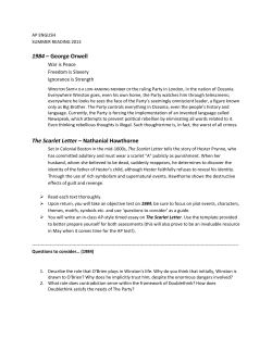 1984 &ndash; George Orwell The Scarlet Letter &ndash; Nathanial Hawthorne