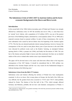 The Subsistence Crisis of 1845-1847 in Austrian Galicia and Its Socio