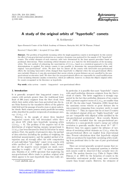 A study of the original orbits of