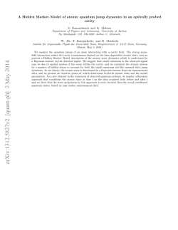 A Hidden Markov Model of atomic quantum jump dynamics in an