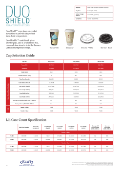 Cup Selection Guide Lid Case Count Specification