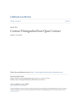 Contract Distinguished from Quasi Contract