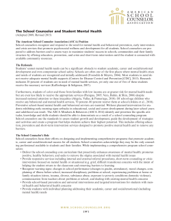 The School Counselor and Student Mental Health