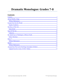 Dramatic Monologue: Grades 7-8