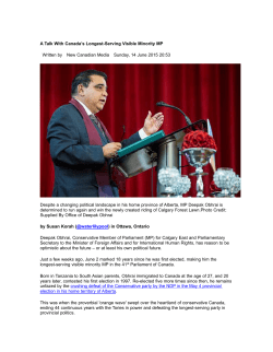 A Talk With Canada`s Longest-Serving Visible Minority MP Written