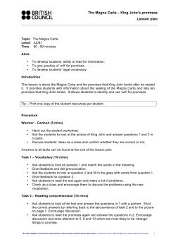 The Magna Carta &ndash; King John`s promises Lesson plan