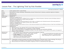 Lesson Plan - The Lightning Thief by Rick Riordian